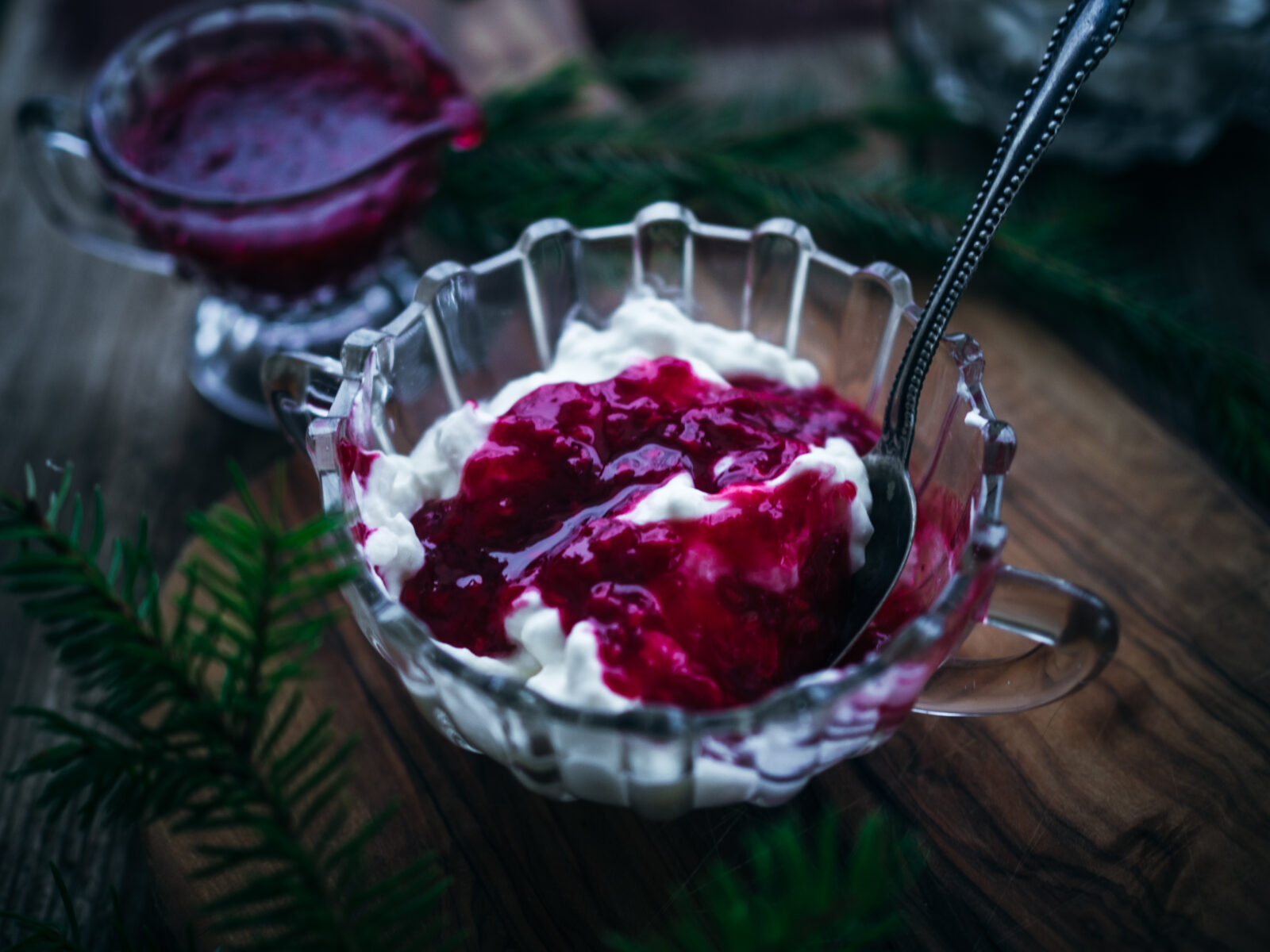 Whipped Norwegian Rice Cream with a Red Berry Sauce (riskrem)