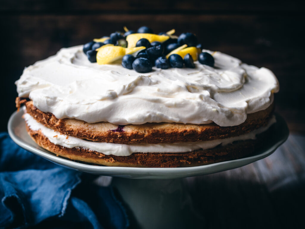 Lemon Blueberry Cream Cake