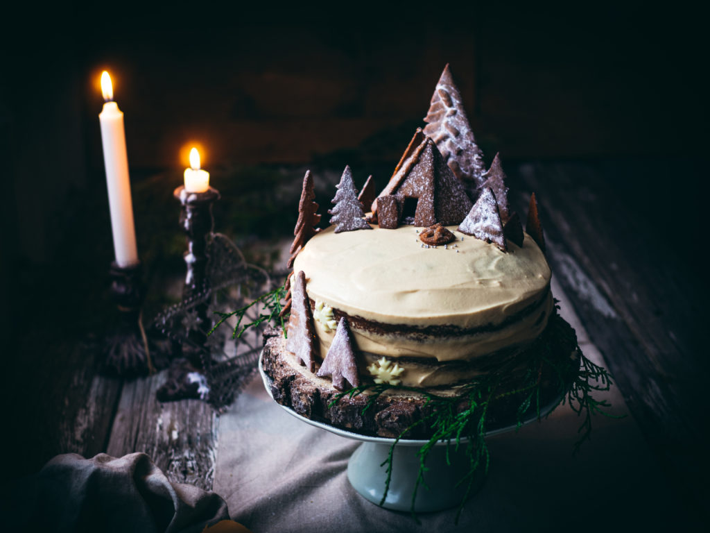 Layered Brunost Pepperkake Cake