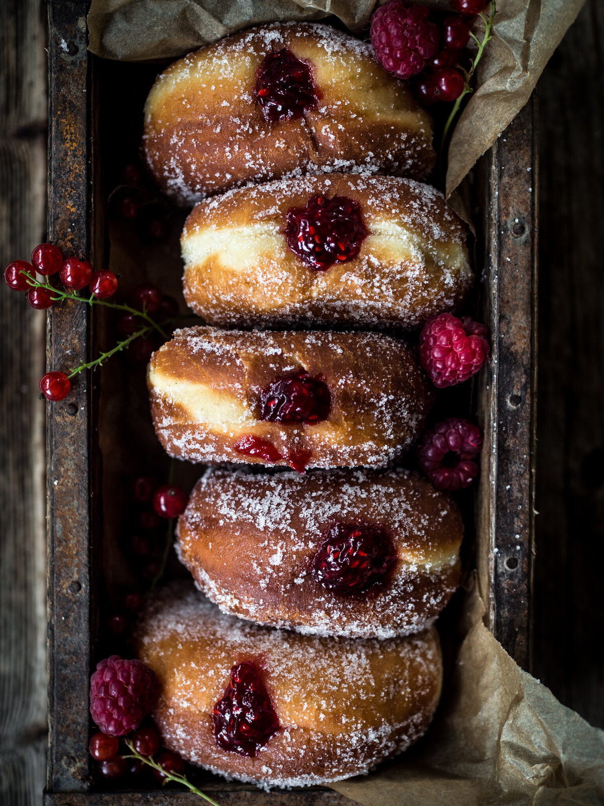 RaspberryRedCurrantJamFilledDoughnuts